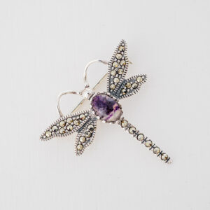 Sterling Silver Blue John Chatsworth House Style Dragonfly Brooch-CWSM328