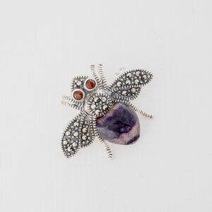 Sterling Silver and Blue John Chatsworth House Style Brooch Bee CWSM332