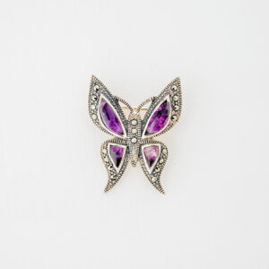 Sterling Silver Blue John Chatsworth House Style Butterfly Brooch-CWSM327
