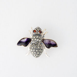 Sterling Silver Blue John- Chatsworth House Style Bee Brooch-CWSM330