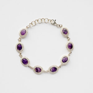 Blue John Bracelet-Oval-8 Stone with CZ-JEWB104