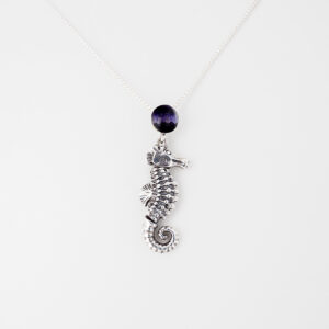 Sterling Silver Blue John Seahorse Pendant-CWSP2587C
