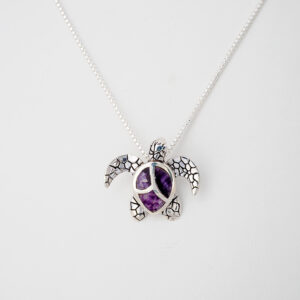Sterling Silver Blue John Turtle Pendant -CWSP2583C