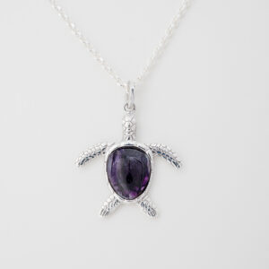 Sterling Sliver Blue John Turtle Pendant -CWSP2579C