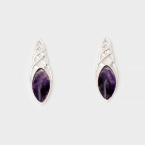 Blue John Drop Earrings-Marquise Design-CWSE994