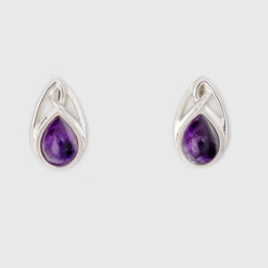 Sterling Silver Blue John Stud Earrings-Teardrop Design-CWSE973