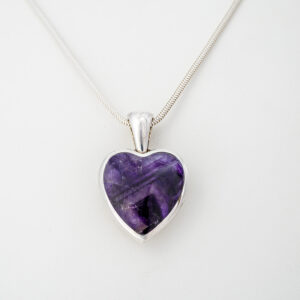 Sterling Silver Blue John - Rounded Heart Pendant - RPP662