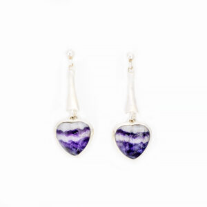 Sterling Silver Blue John drop Heart earrings - RPBE740