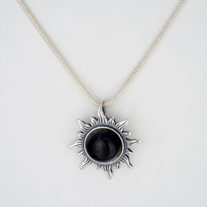 STERLING SILVER SUN PENDANT - ONYX - PENDANT7