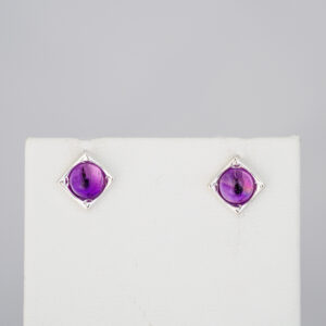 STERLING SILVER - SQUARE STUD EARRING - AMETHYST - STUD2