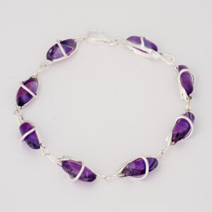 STERLING SILVER 8 STONE BRACELET - AMETHYST - BRACELET3