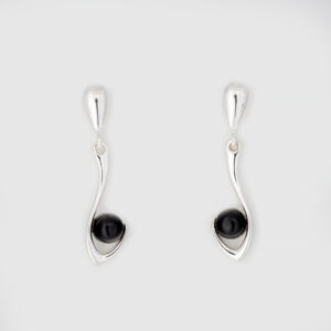 STERLING SILVER DROP EARRING - ONYX -DROP1