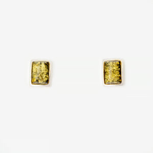 STERLING SILVER GREEN AMBER OBLONG STUD EARRING - STUD8G