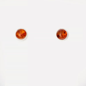 STERLING SILVER AMBER STUD EARRINGS -L6MMRND