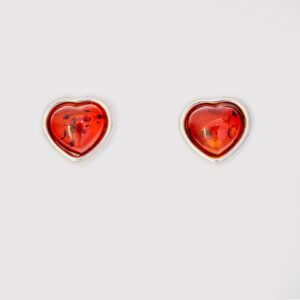 STERLING SILVER AMBER HEART STUD EARRINGS - LLRGHEART
