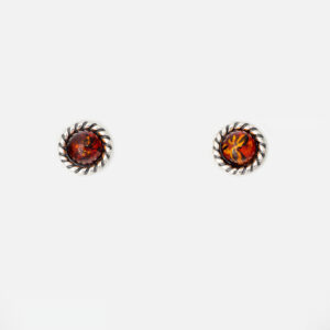STERLING SILVER AMBER STUD EARRINGS - L8MMROPE