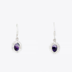 STERLING SILVER BLUE JOHN AND CZ OVAL DROP EARRINGS - BJGSE26E