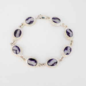 Sterling Silver Blue John Rope Edge Bracelet - 8 stones - BGJ0514
