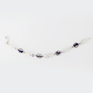 Sterling Silver Blue John Celtic Bracelet - 4 stone - BJGB823