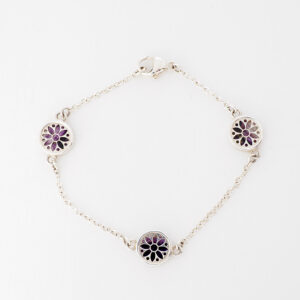 Sterling Silver Blue John Flower Burst Bracelet - 3 stone - CWSB1295