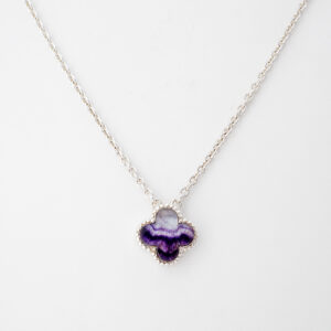 Sterling Silver Blue John Four Clover Necklace - CWSN1044