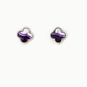 Sterling Silver Blue John Four Leaf Clover Stud Earrings - CWSE2600